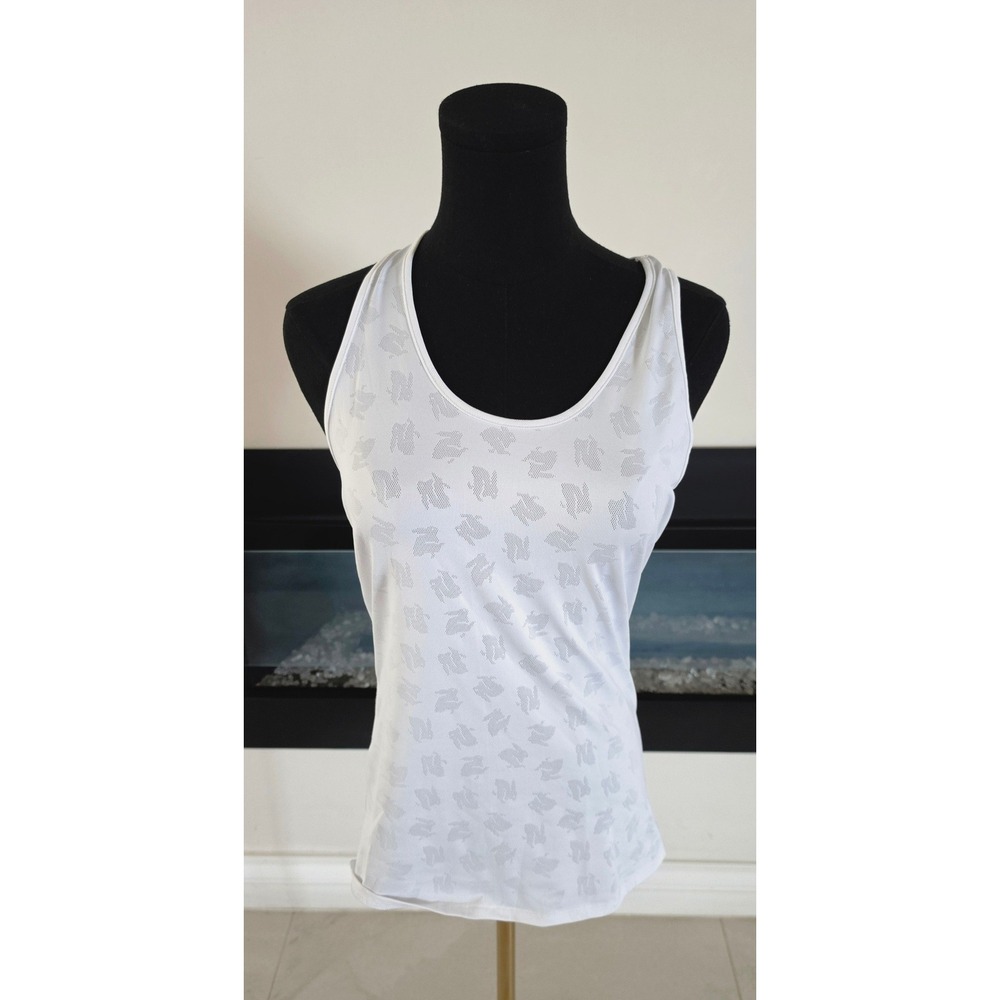 Rabbit Womens White Jacquard Bunny Running Tank Top Racerback SZ M Athleisure